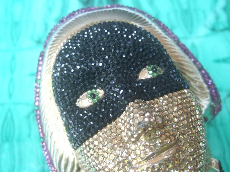 Black Judith Leiber Exquisite Crystal Encrusted Figural Woman Minaudière circa 1980s For Sale
