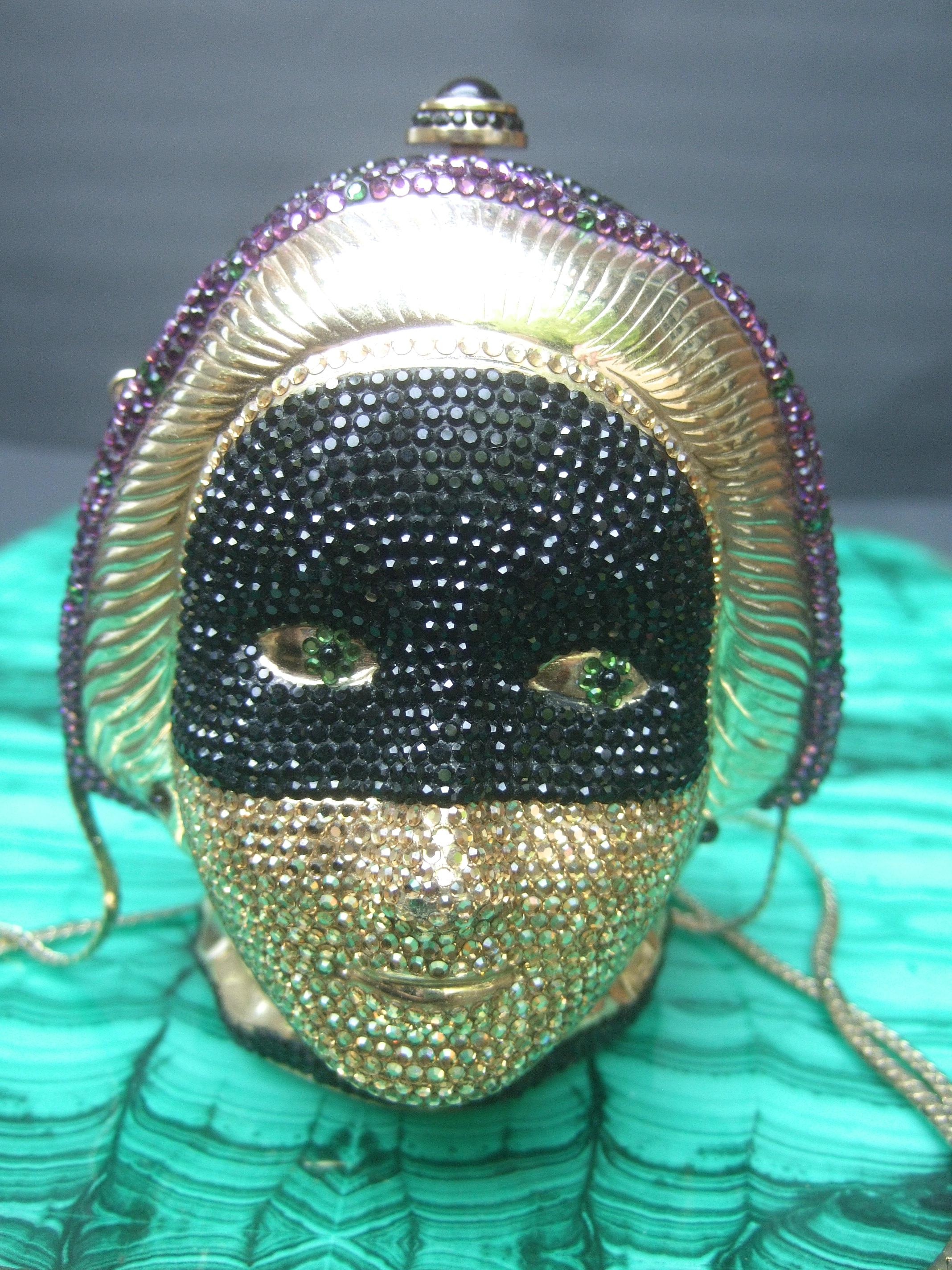 Judith Leiber Exquisite Crystal Encrusted Figural Woman Minaudière circa 1980s In Good Condition For Sale In University City, MO