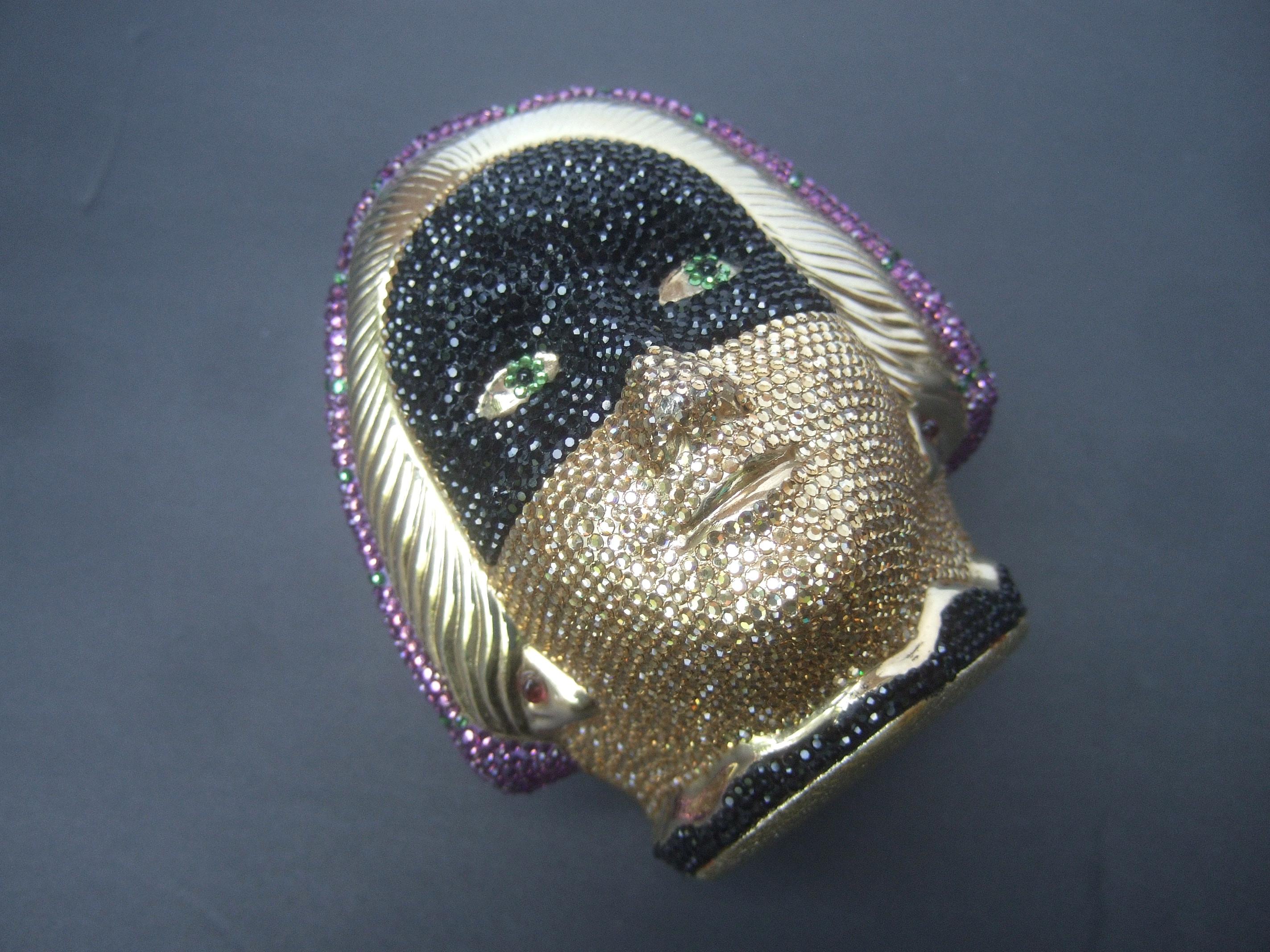 Women's Judith Leiber Exquisite Crystal Encrusted Figural Woman Minaudière circa 1980s For Sale