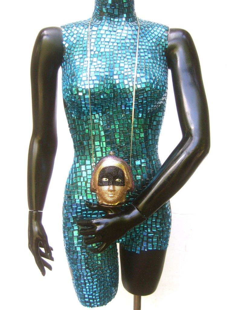 Judith Leiber Exquisite Crystal Encrusted Figural Woman Minaudière circa 1980s For Sale 1