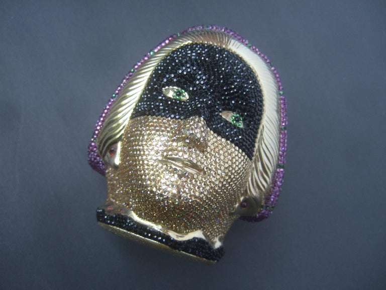 Judith Leiber Exquisite Crystal Encrusted Figural Woman Minaudière circa 1980s For Sale 2