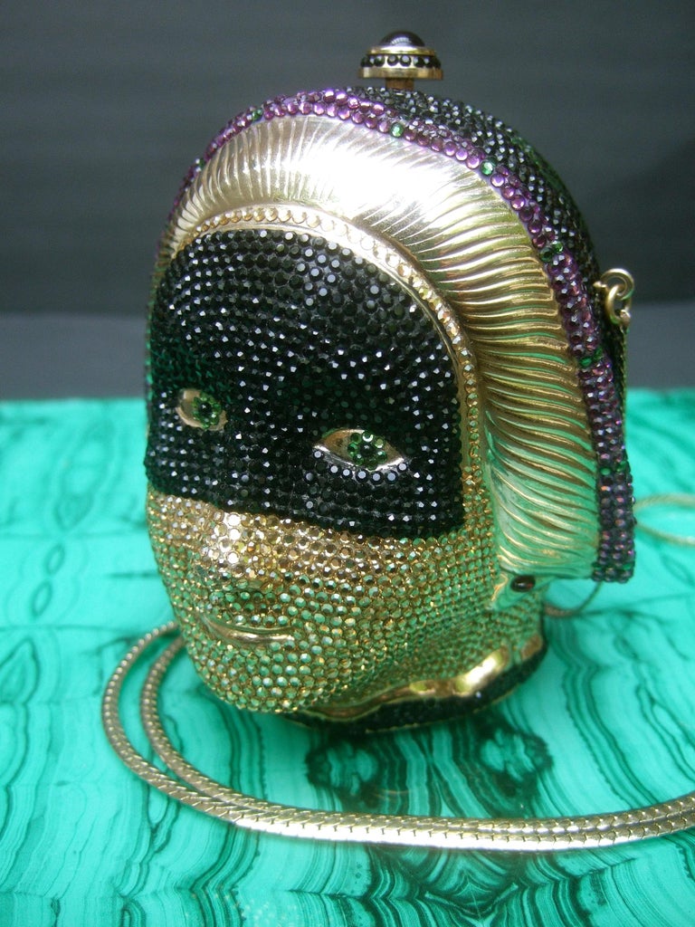 Judith Leiber Exquisite Crystal Encrusted Figural Woman Minaudière circa 1980s For Sale 3