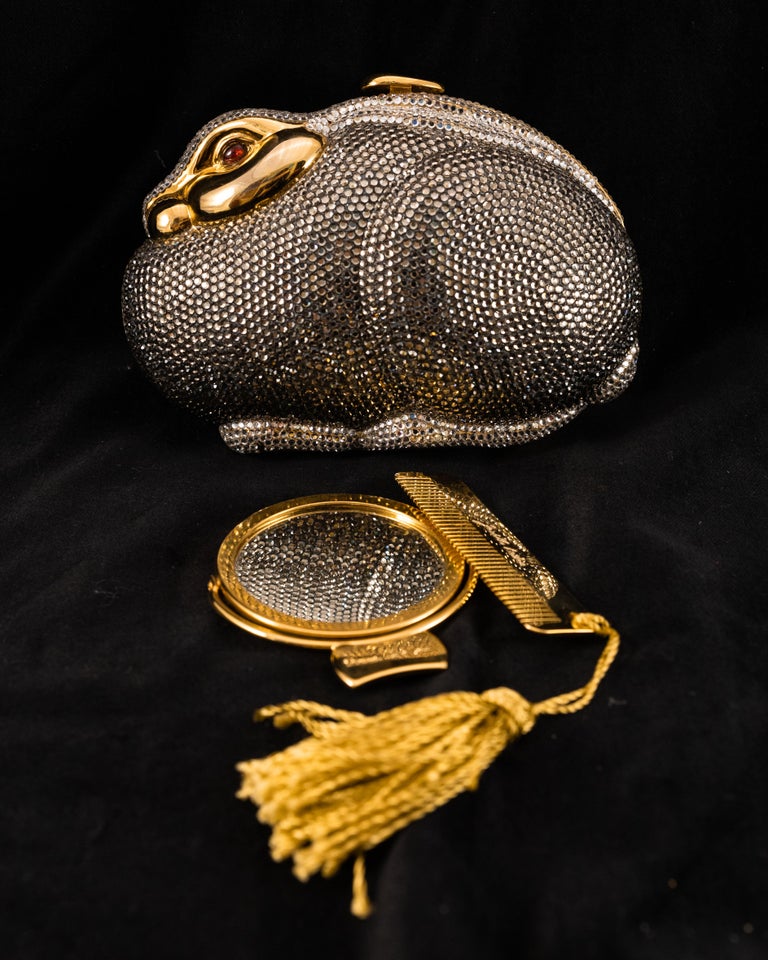 Judith Leiber - Silver and Gray Swarovski Crystal Bunny Rabbit ...