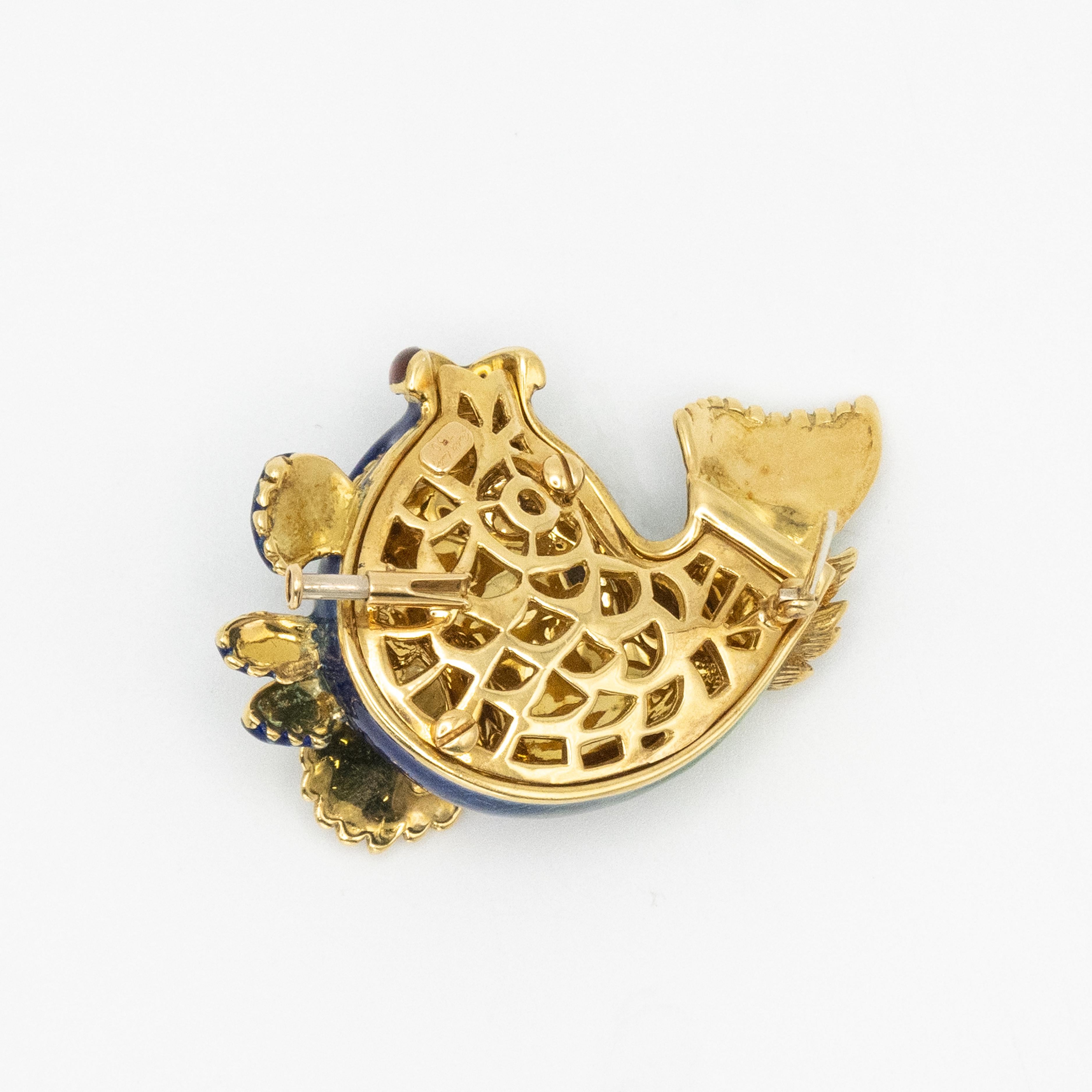 JUDITH LEIBER 18K Yellow Gold Enamel Fish Brooch 5