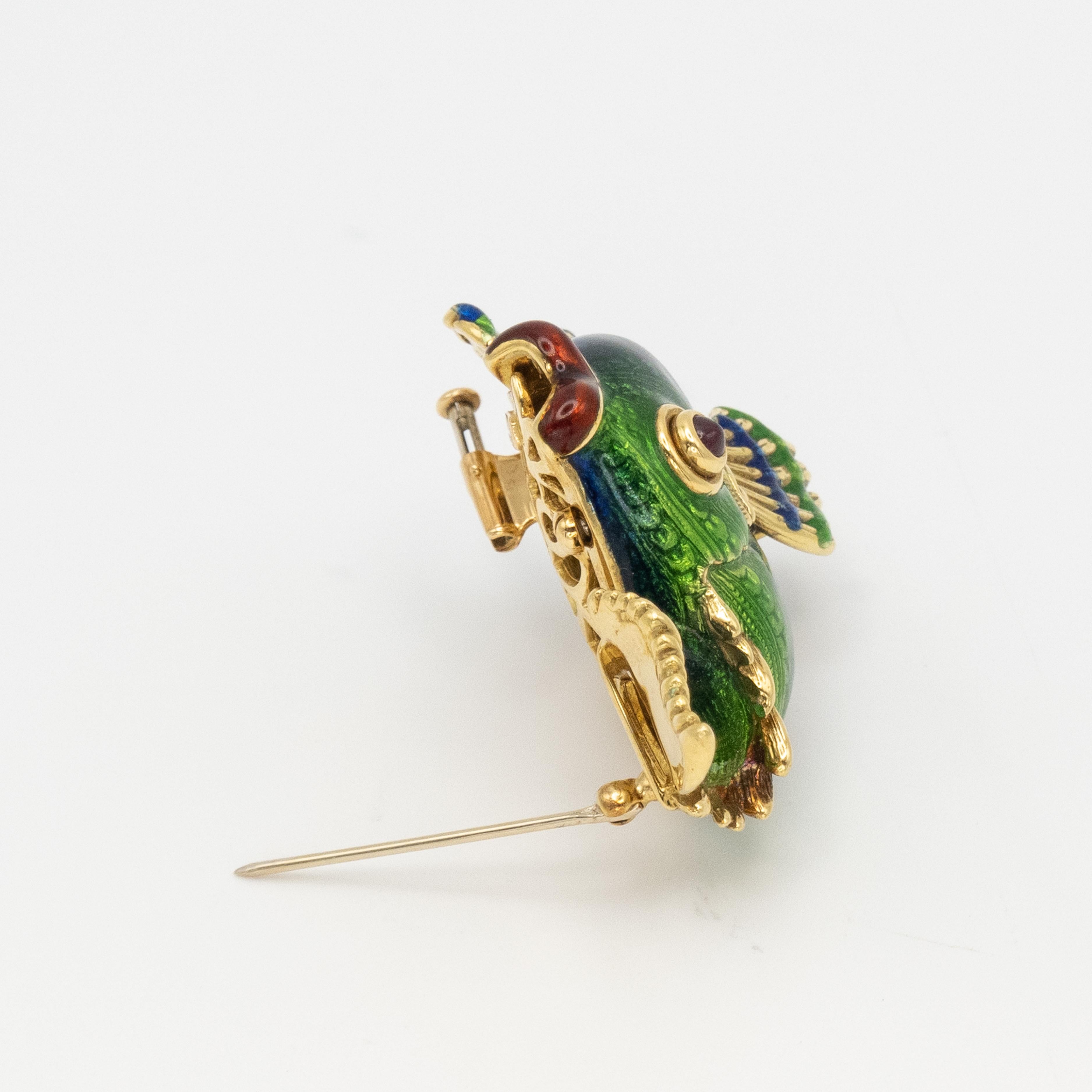 JUDITH LEIBER 18K Yellow Gold Enamel Fish Brooch 6