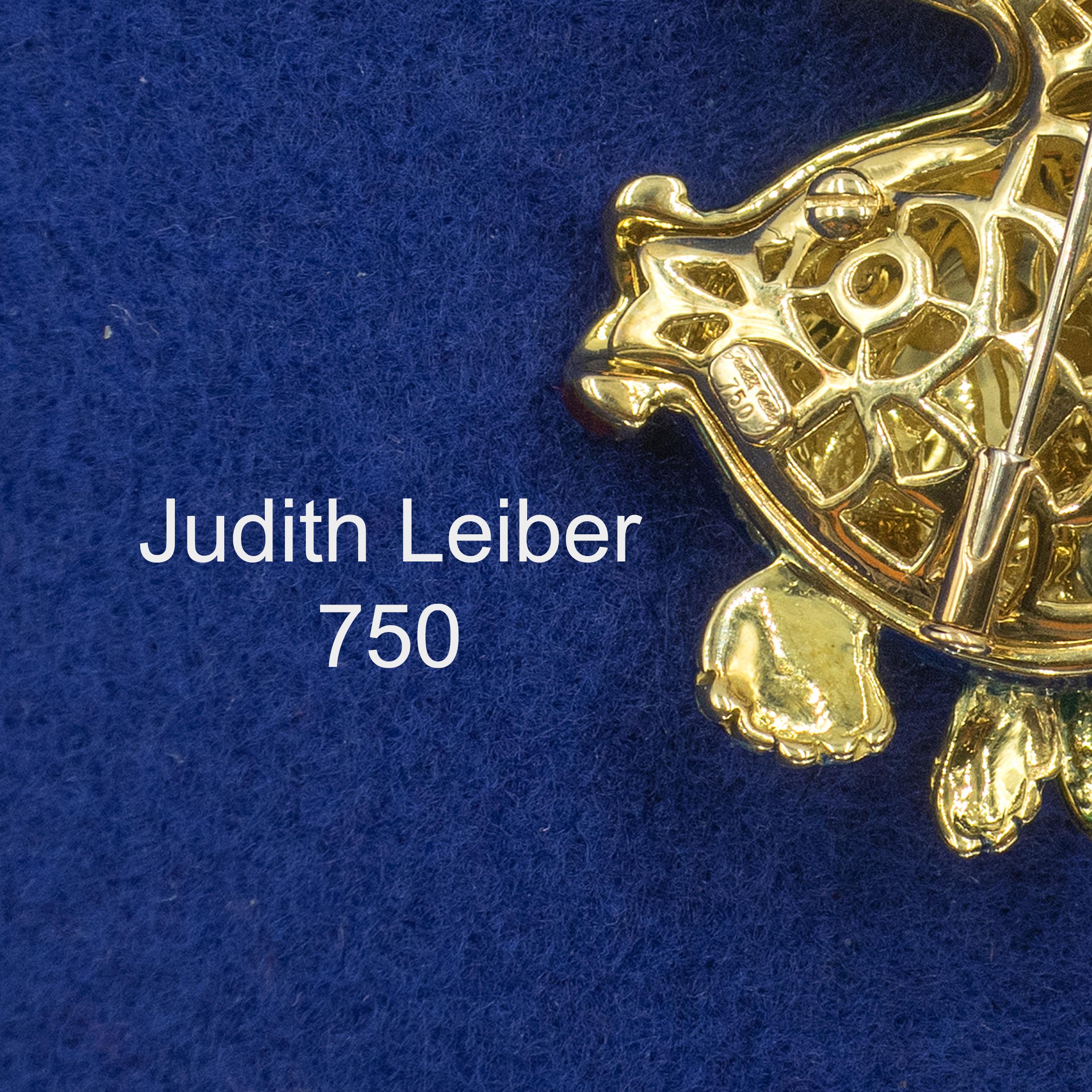 JUDITH LEIBER 18K Yellow Gold Enamel Fish Brooch 3