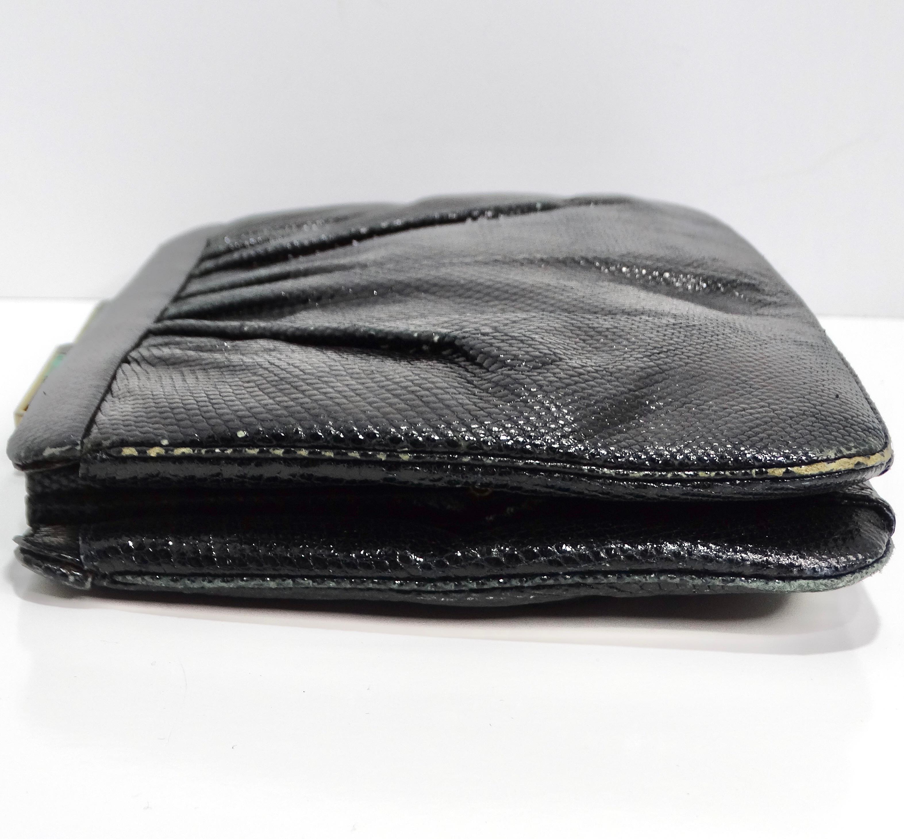 Judith Leiber 1980s Black Lizard Embossed Clutch In Excellent Condition For Sale In Scottsdale, AZ