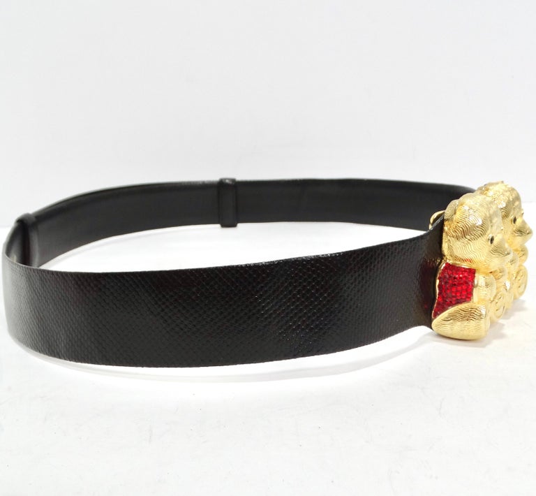 Judith Leiber Red Crocodile Belt with Swarovski Teddy Bear Buckle Judith leiber crocodile - Gem main image 3