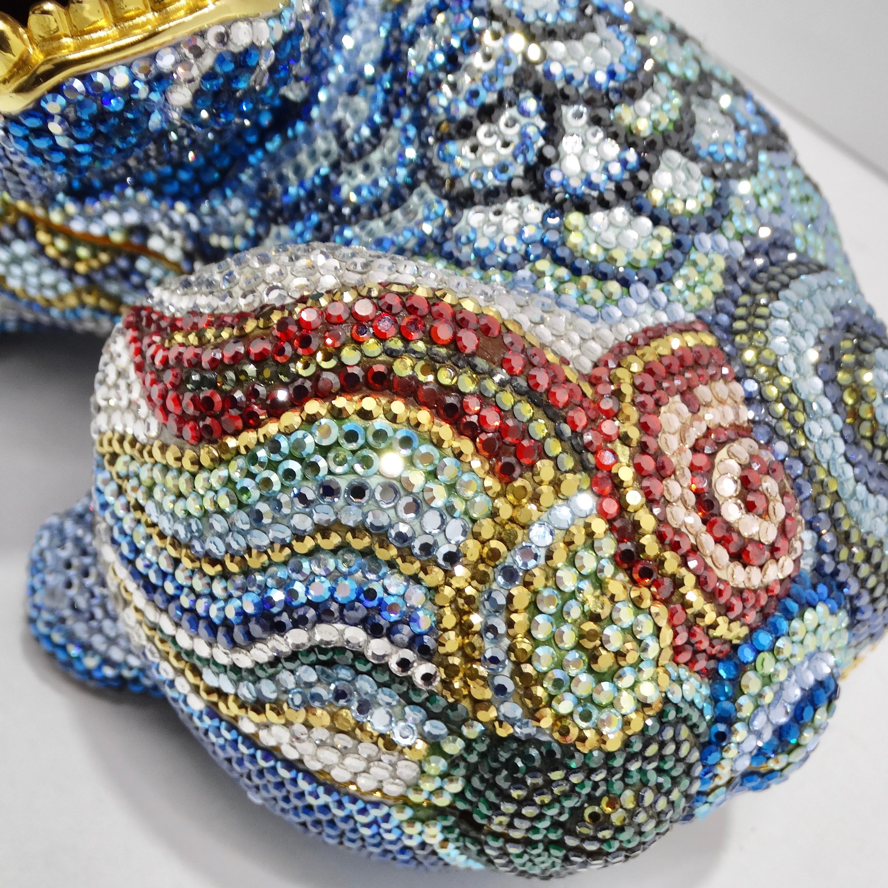 Women's or Men's Judith Leiber 1990s Multicolor Crystal Embellished Foodog Clutch For Sale