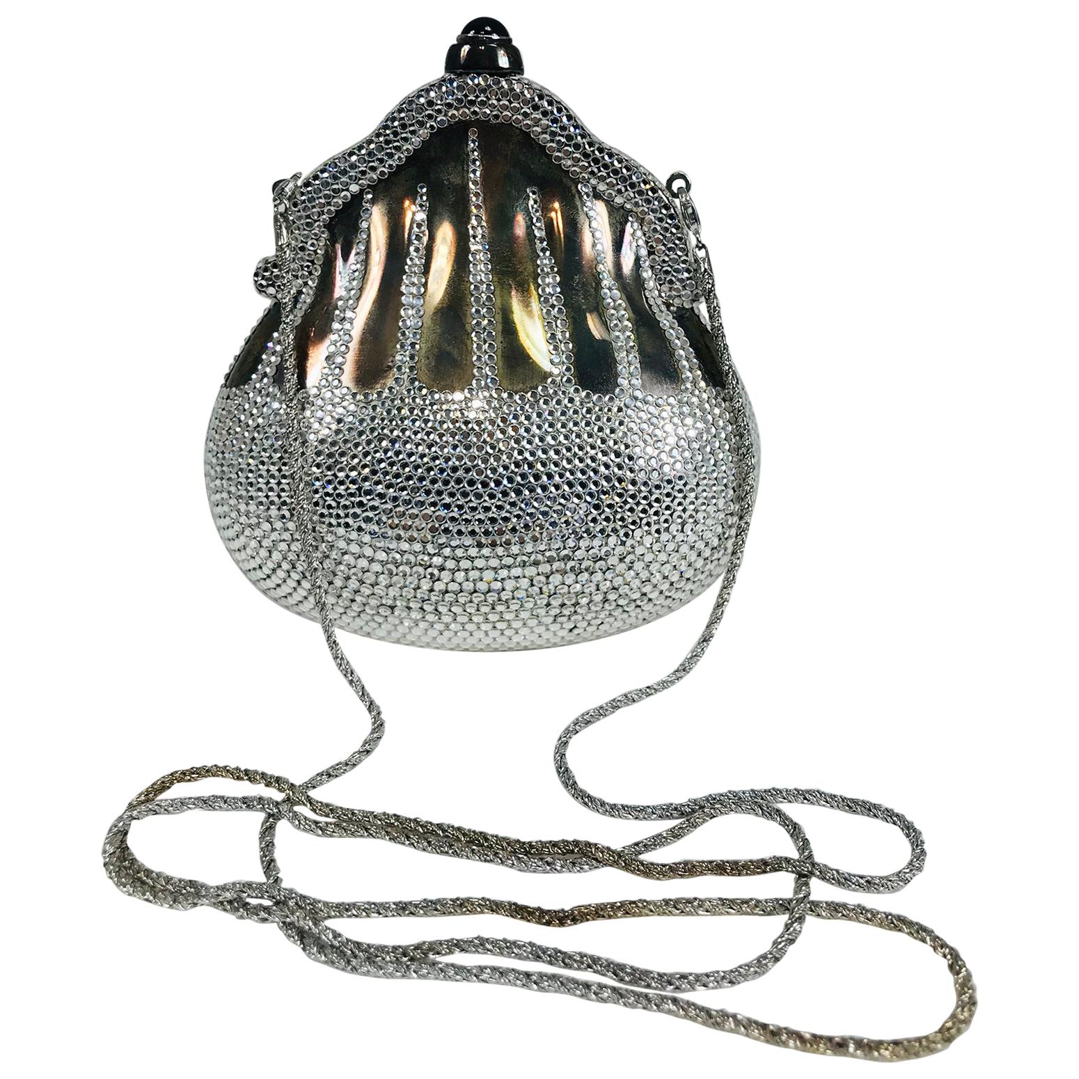 Judith Leiber 35th Anniversary Chatelaine Sterling Silver Sapphire Evening Bag