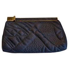 Judith Leiber 80’s Black Satin Frame Clutch