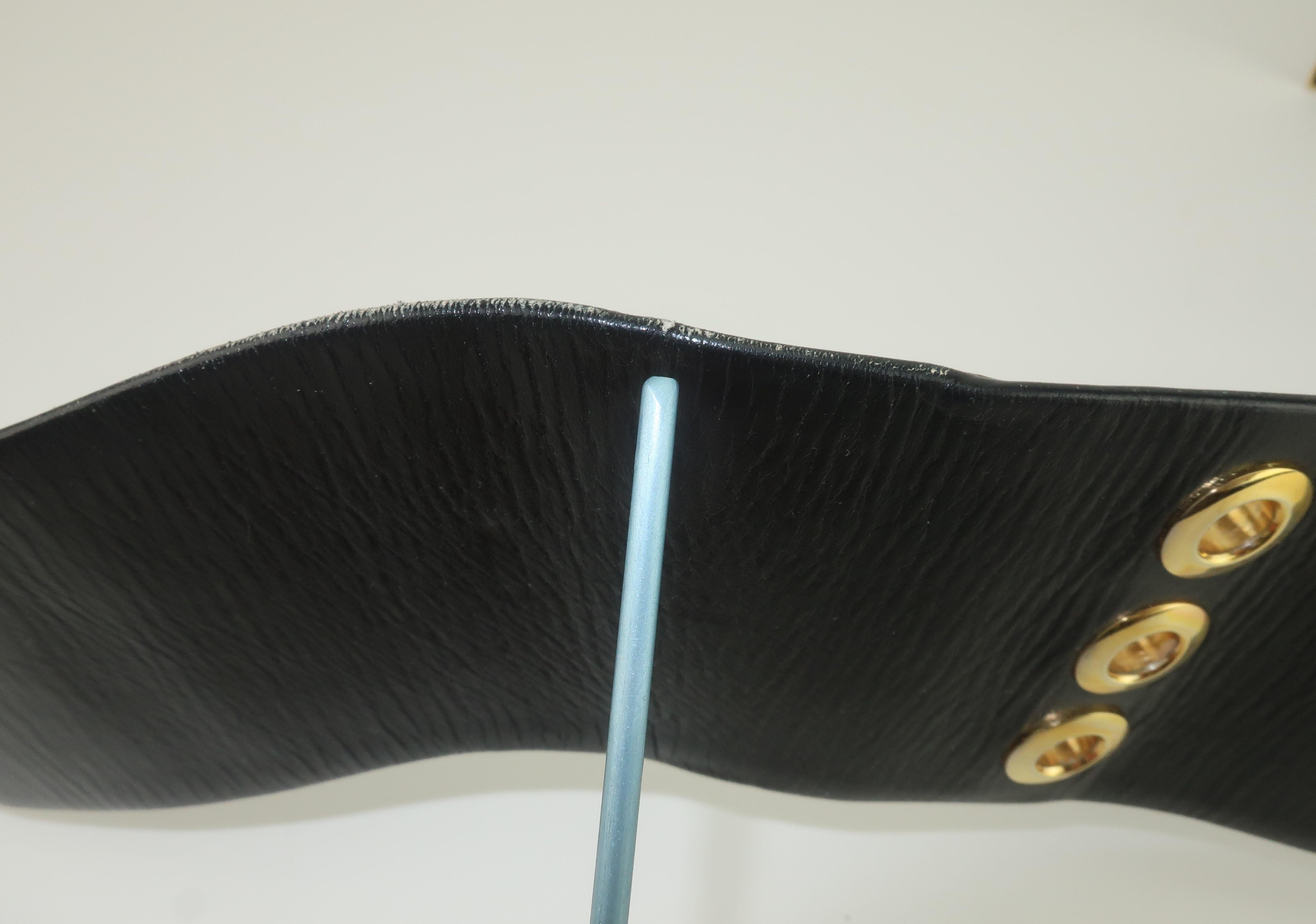 Judith Leiber Adjustable Black Leather Belt For Sale 7