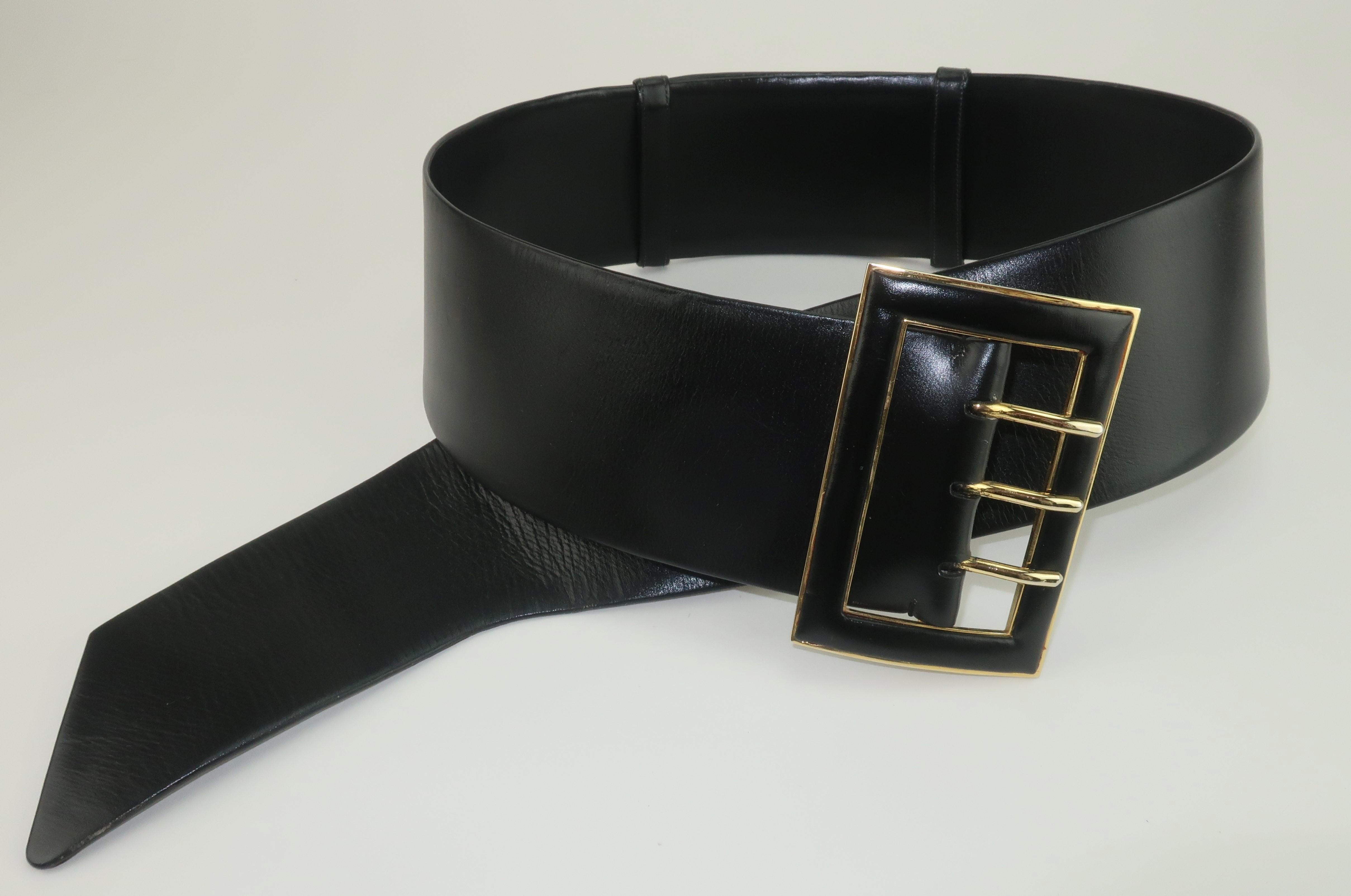 Judith Leiber Adjustable Black Leather Belt For Sale 3