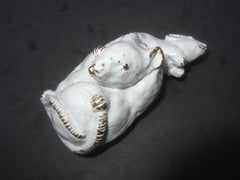 Judith Leiber Avant-Garde White Enamel Mouse Brooch c 1980s