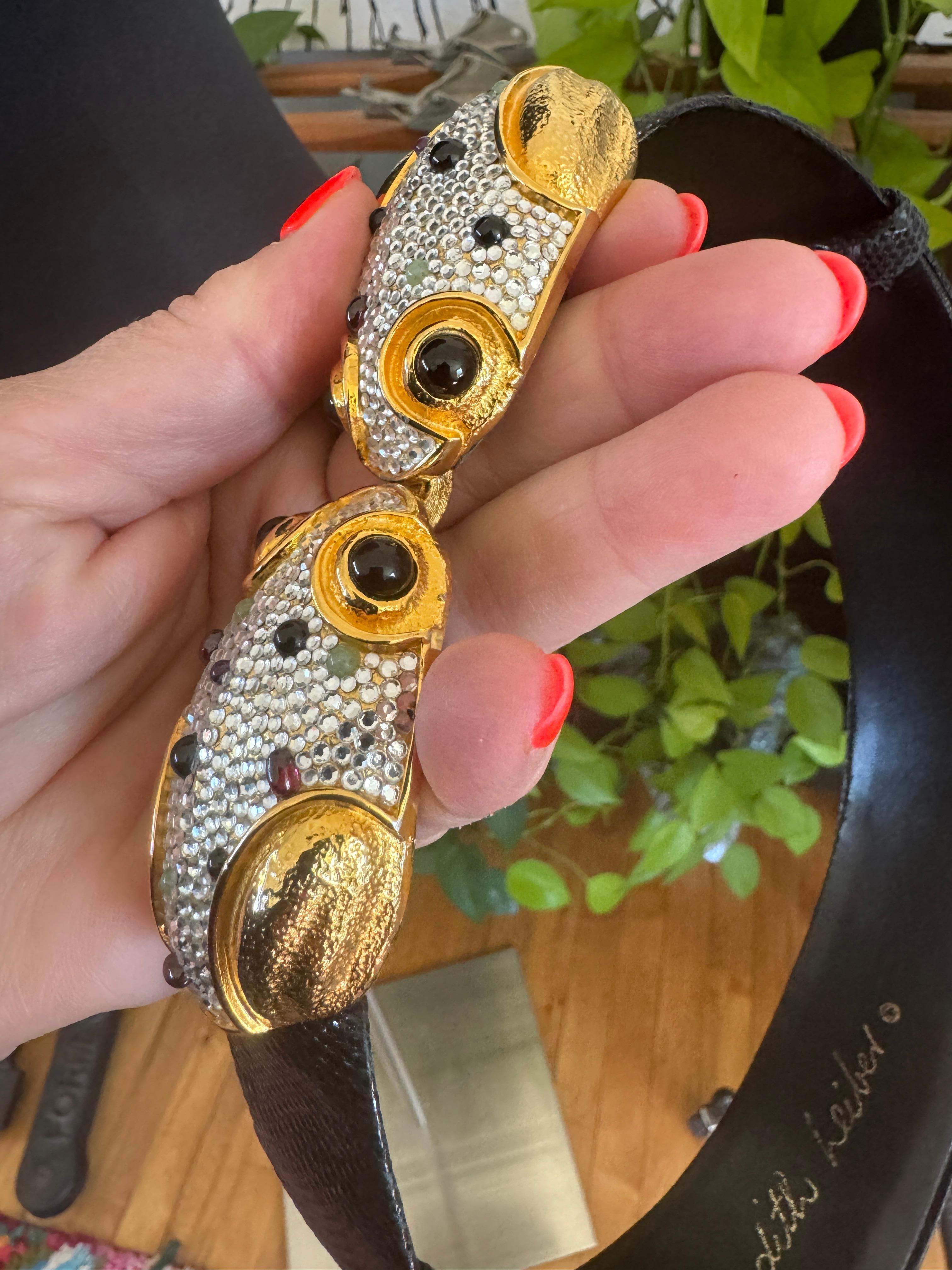 Judith Leiber Belt Encrusted Double Frog Expandable 1980s For Sale 1