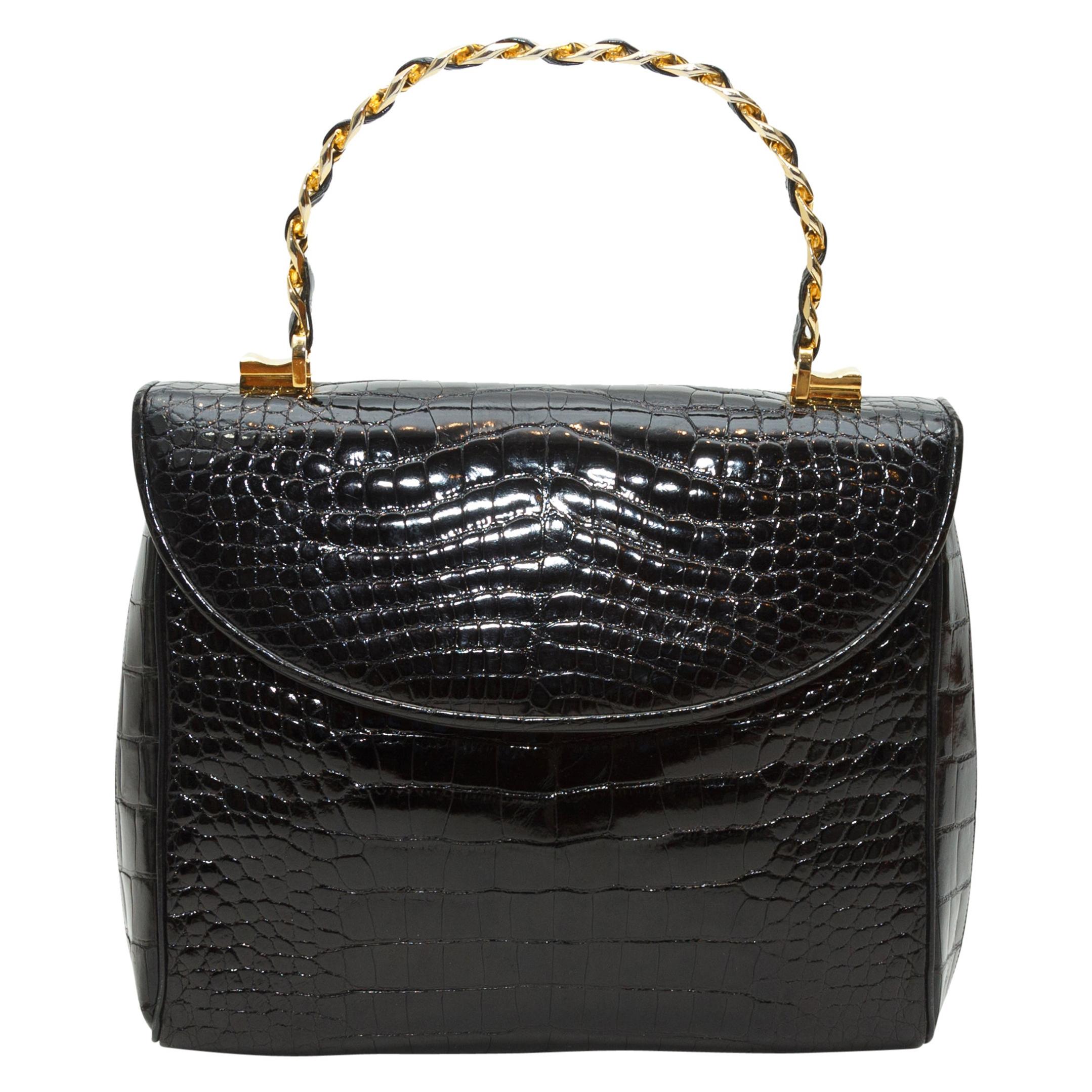 Judith Leiber Black Alligator Handbag