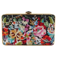 Judith Leiber Cartera de mano negra con flores y cuentas