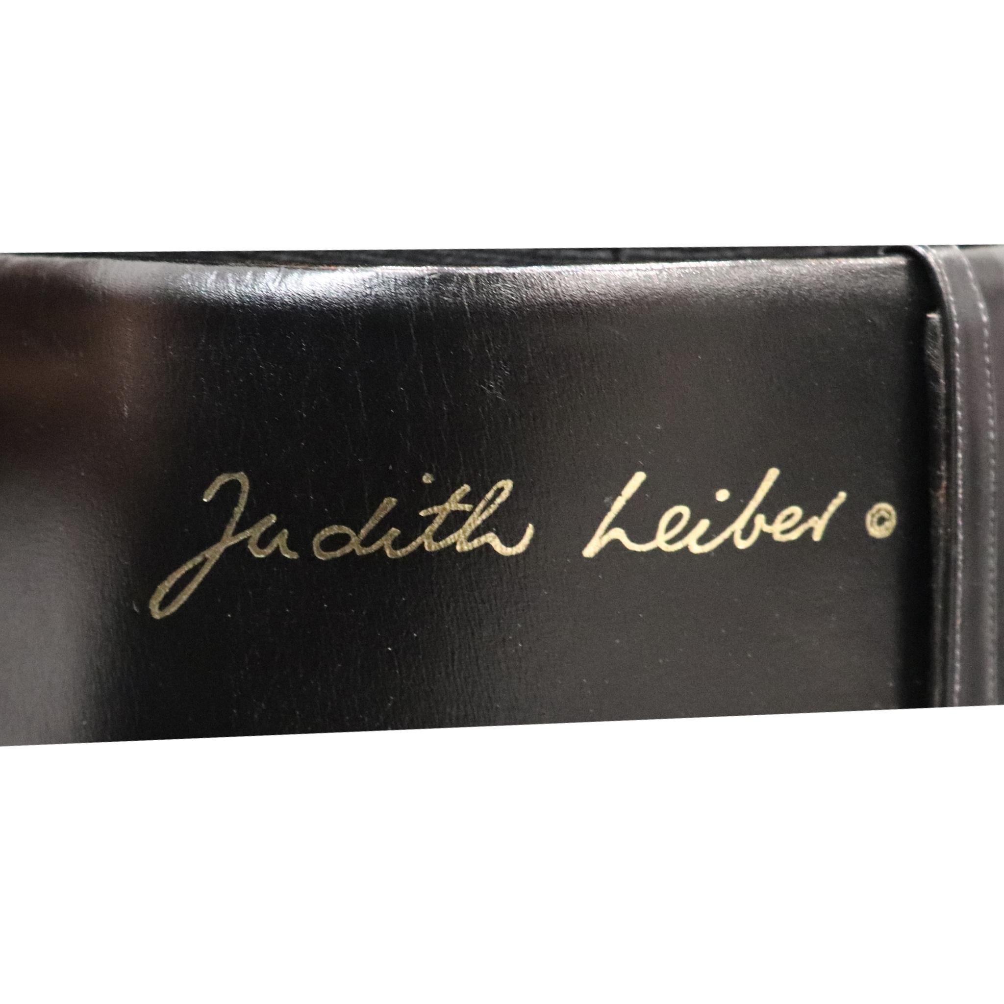 Judith Leiber Black Belt W/ Gold Rectangle Buckle  2