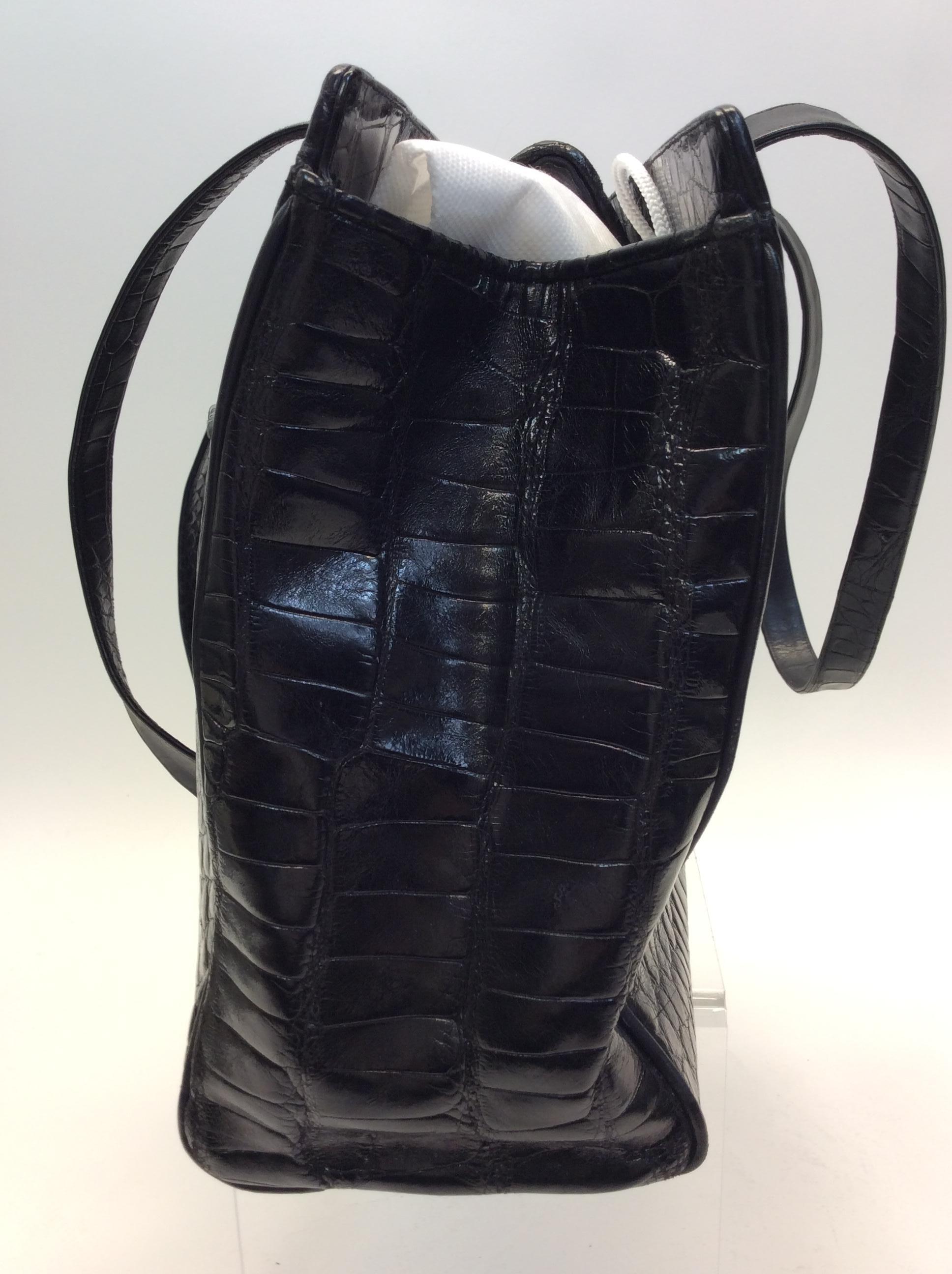 Judith Leiber Black Crocodile Shoulder Bag For Sale at 1stDibs