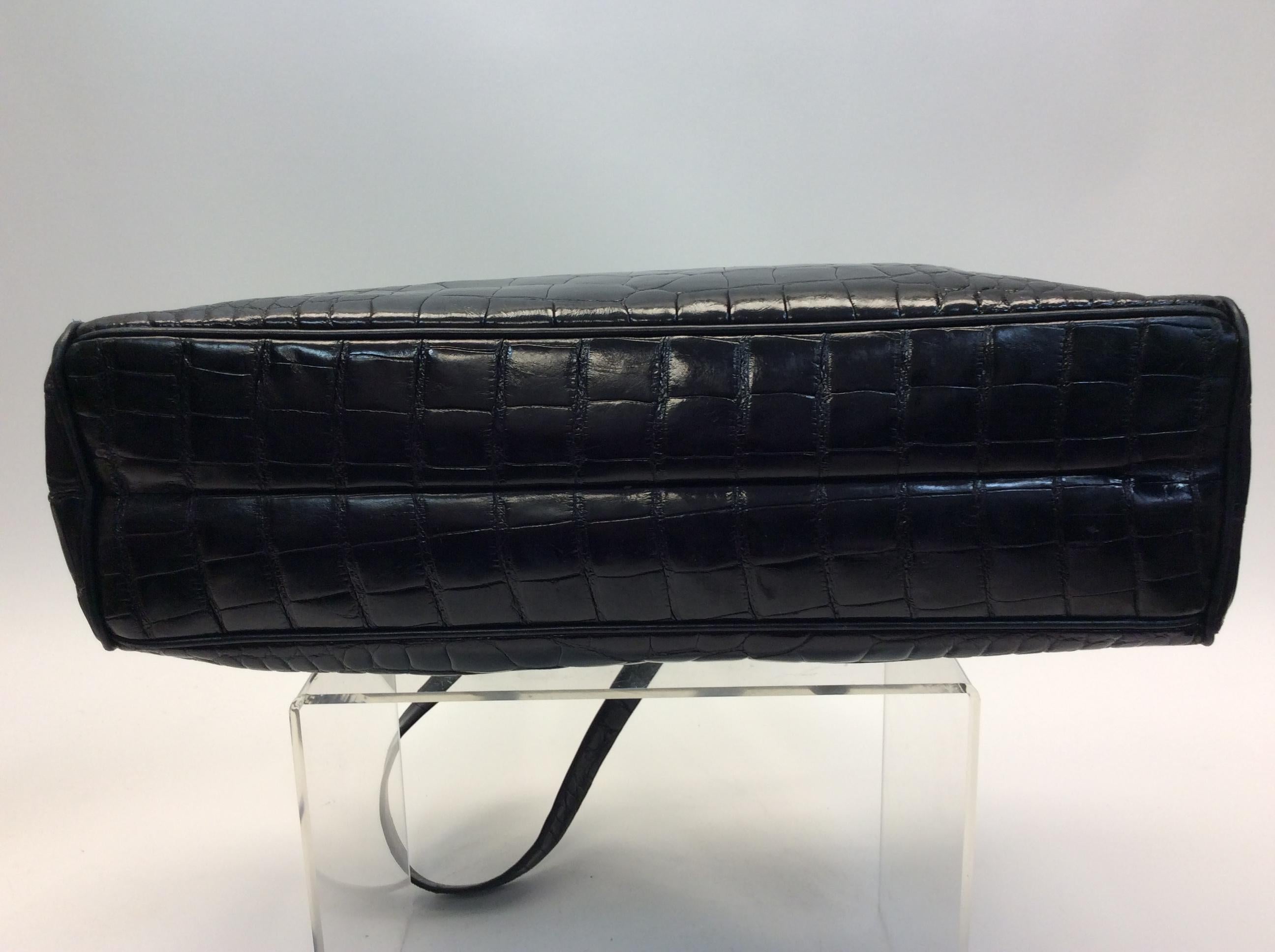 Judith Leiber Black Crocodile Shoulder Bag For Sale 1