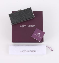 JUDITH LEIBER Black Crystal Embellished Chain Handle Minaudiere Box Clutch NWT
