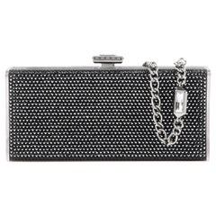 JUDITH LEIBER Black Crystal Embellished Chain Handle Minaudiere Box Clutch NWT