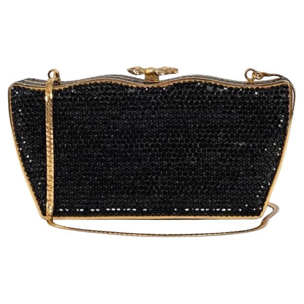 Judith Leiber Black Crystal-Embellished Evening Bag