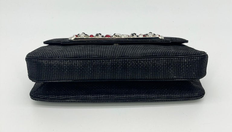 Judith Leiber Black and White Lizard Bow Front Clutch For Sale at 1stDibs