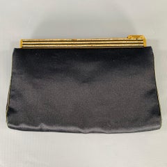 JUDITH LEIBER Schwarz Gold Seide Strass Clutch Handtasche