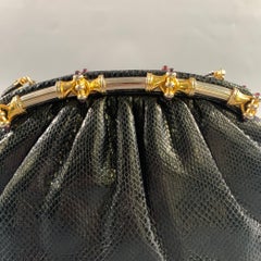 JUDITH LEIBER Black Gold Snakeskin Clutch Handbag