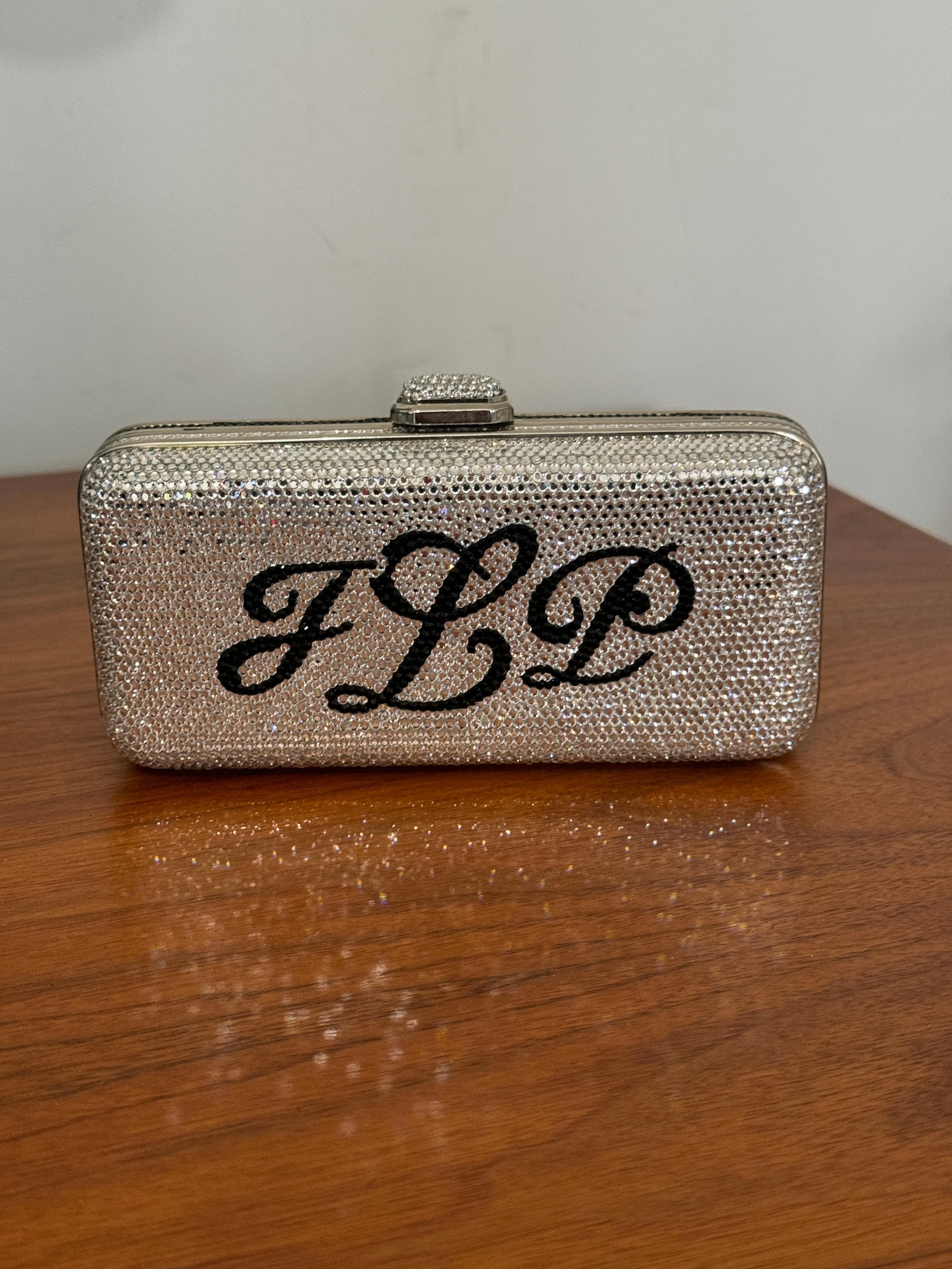 Judith Leiber, pochette minaudière noire argentée JLP double face 2625 $. Nouveau en vente 6