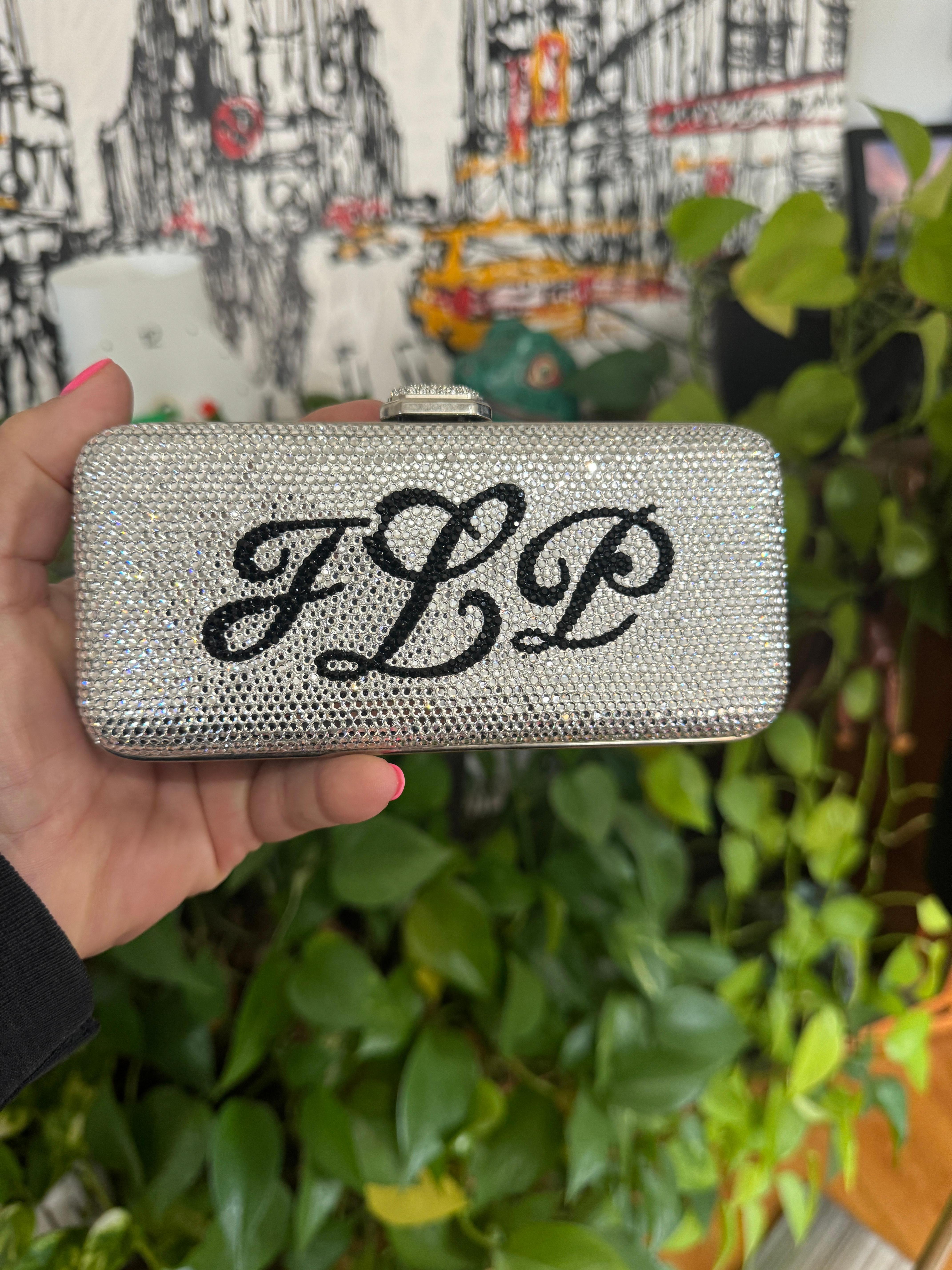 Judith Leiber, pochette minaudière noire argentée JLP double face 2625 $. Nouveau en vente 8