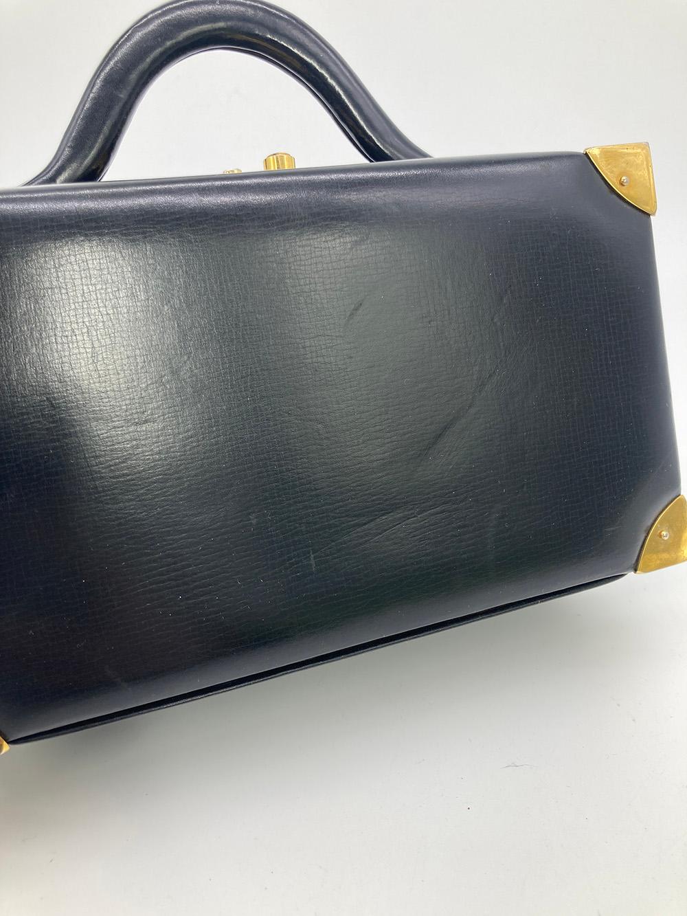 Judith Leiber Black Leather Box Handbag For Sale 12