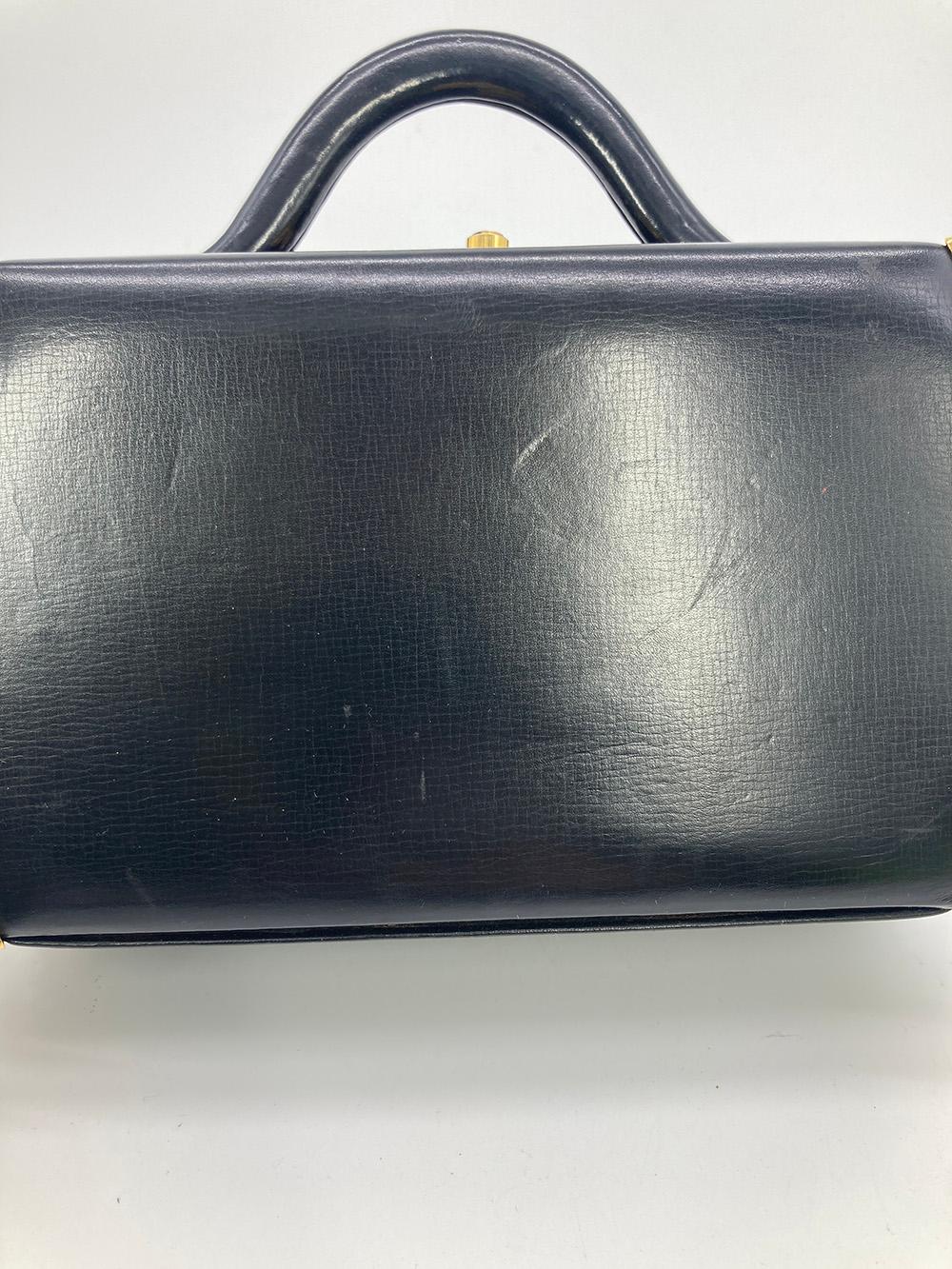 Judith Leiber Black Leather Box Handbag For Sale 13