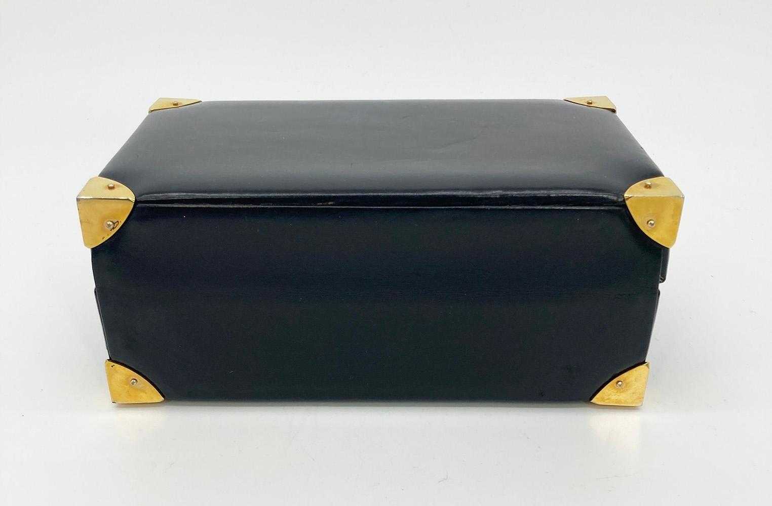 Judith Leiber Black Leather Box Handbag For Sale 2