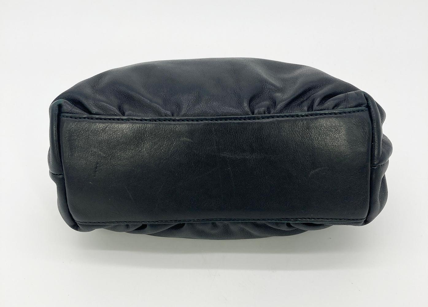 Judith Leiber Black Leather Crystal Diamond Top Clutch In Good Condition For Sale In Philadelphia, PA