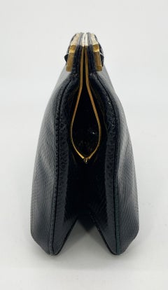 Judith Leiber Black Lizard Crystal and Leather Top Clutch