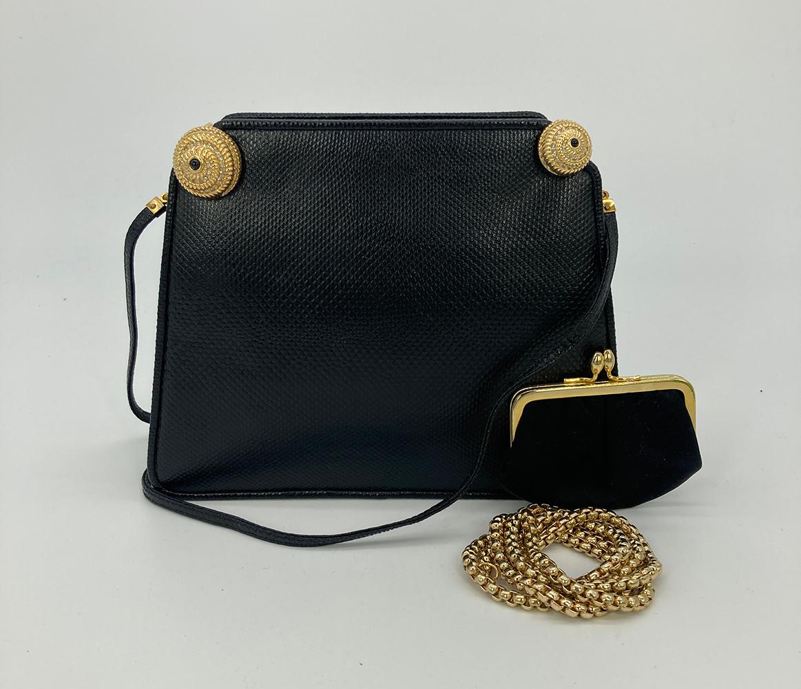Judith Leiber Black Lizard Crystal Shells Clutch For Sale 7