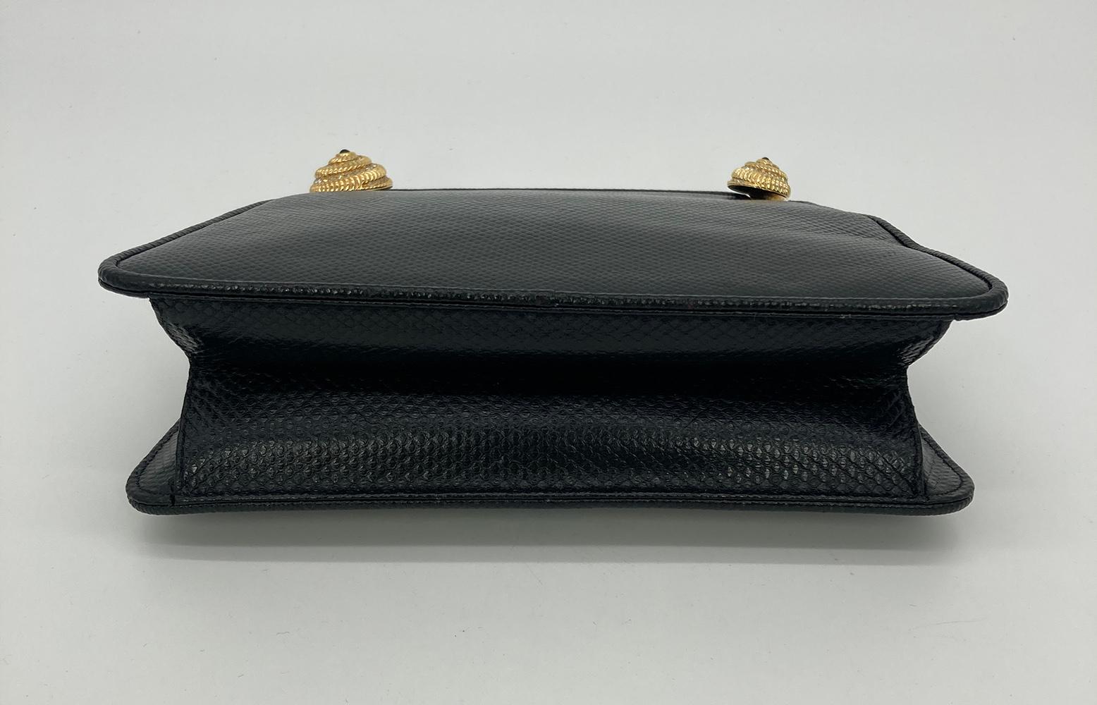 Women's Judith Leiber Black Lizard Crystal Shells Clutch  For Sale