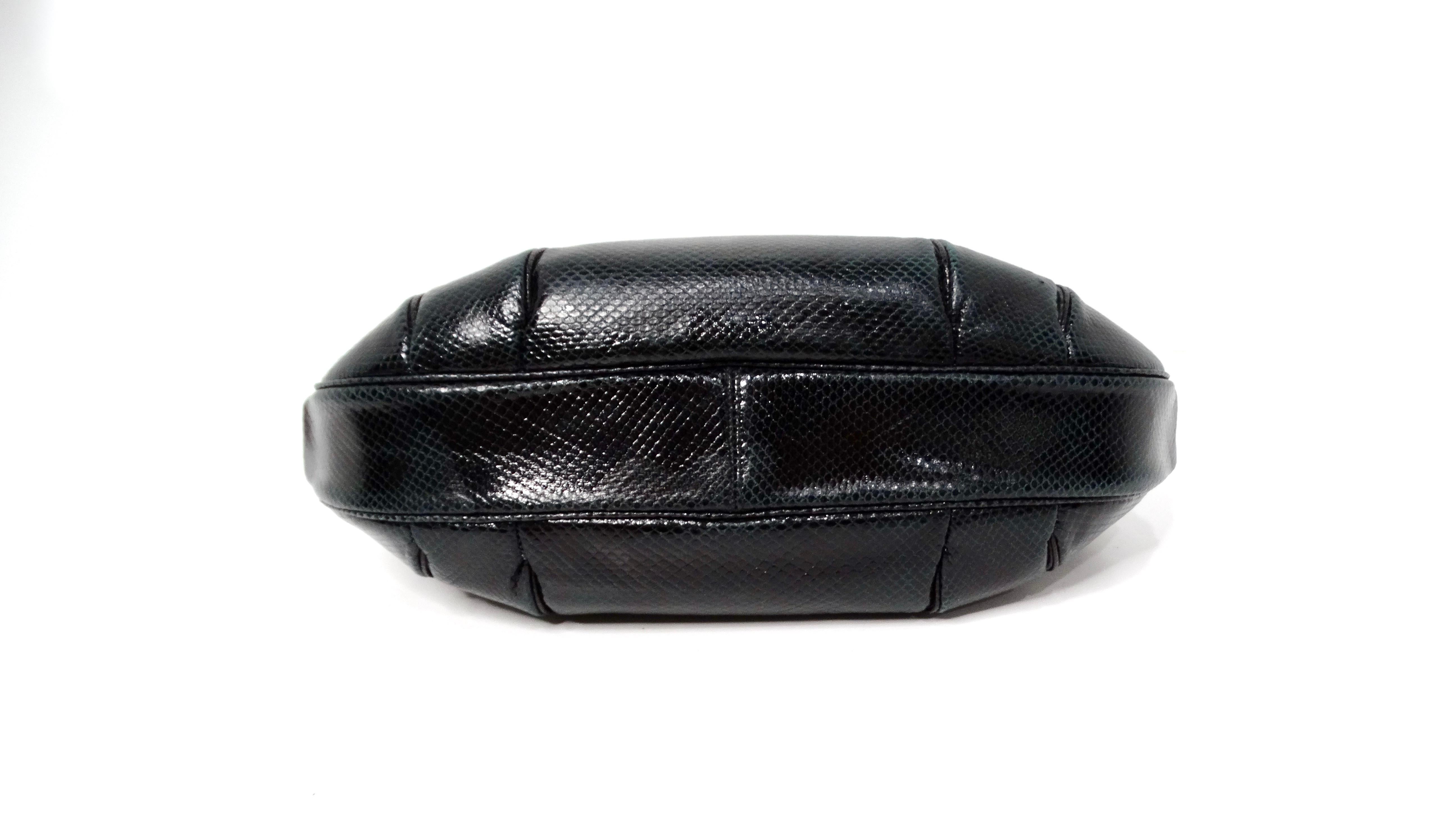 Judith Leiber Clutch a scatto in lucertola nera e tonalità oro, circa anni '80 in vendita 1