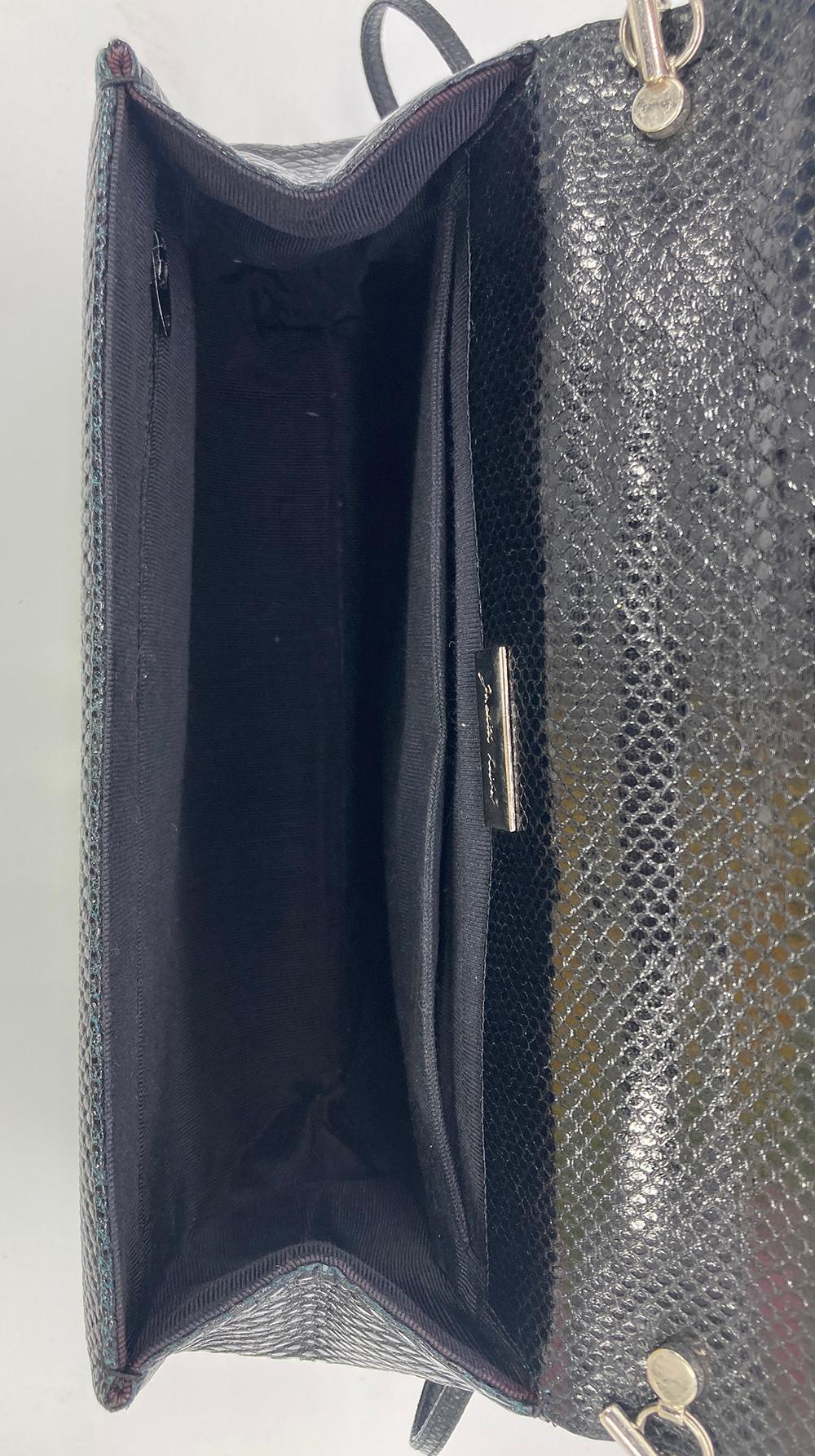 Judith Leiber Black Lizard Top Flap Bag For Sale 3