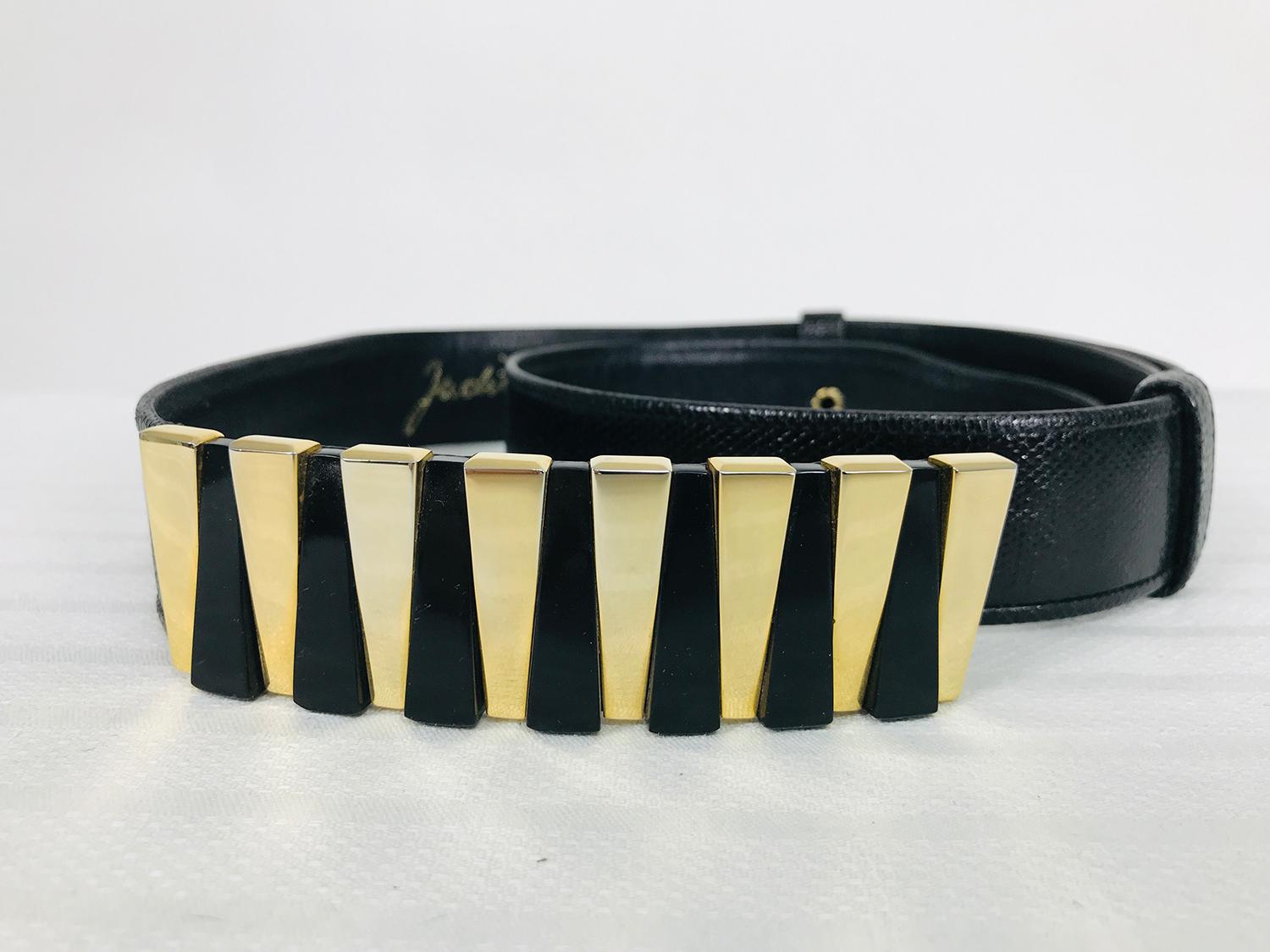 wide gold metal belt