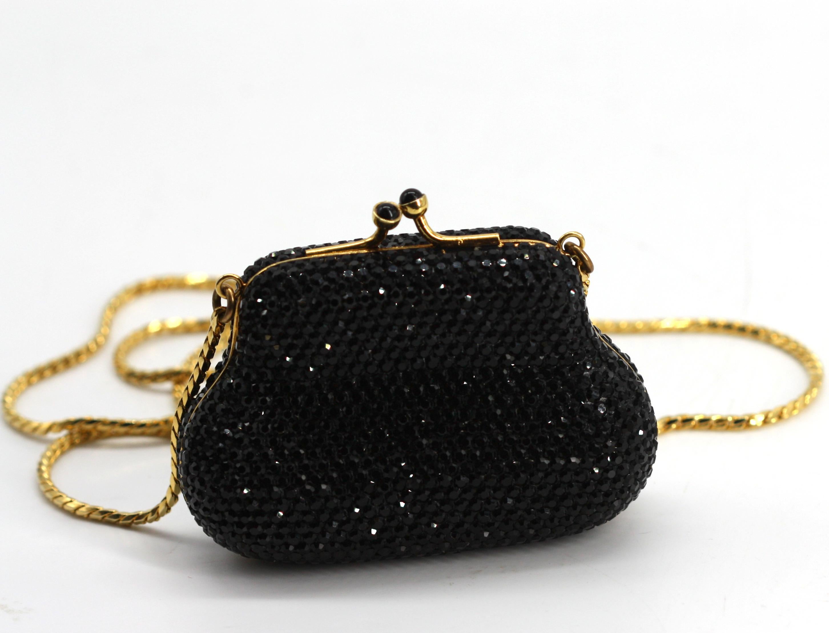 Women's or Men's Judith Leiber Black Minaudiere Change Purse For Sale