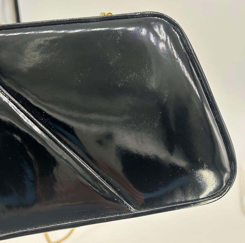 Judith Leiber Black Patent Leather Clutch For Sale 8