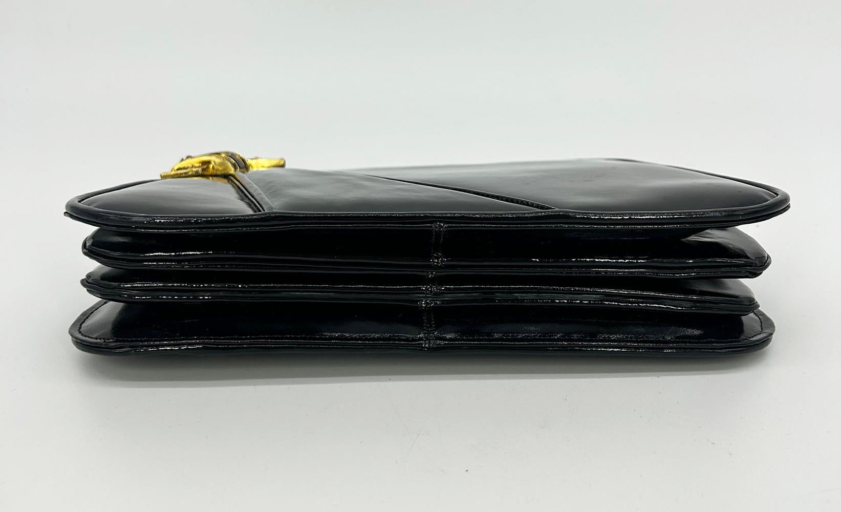 Judith Leiber Black Patent Leather Clutch For Sale 1