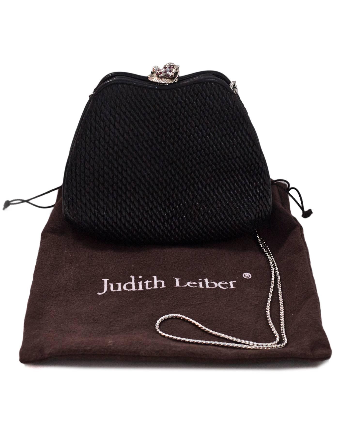 Judith Leiber Black Quilted Leather Frame Bag with DB 4