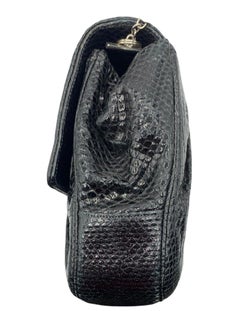 Judith Leiber Black Reptile Deco Evening Convertible Evening Bag, 1980s