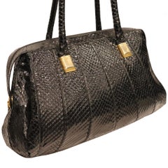 Judith Leiber Black Snake Skin Bag W/ Gold Details