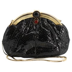 Judith Leiber Black Snakeskin Handbag