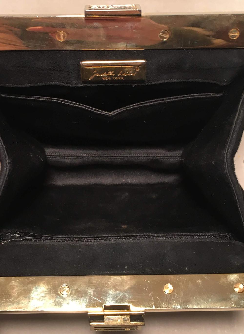 Women's Judith Leiber Black Suede Evening Bag Clutch with Silk Tassel For Sale